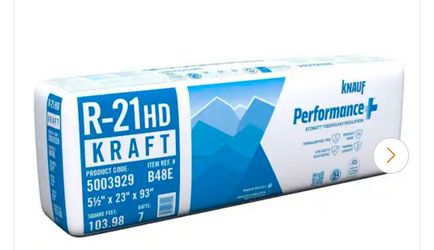 Knauf Insulation
R21 Kraft Faced 23 in. x 93 in. Precut Fiberglass Insulation Batts for Floor, 2x6 Wall - Sound-Reducing USA Made
