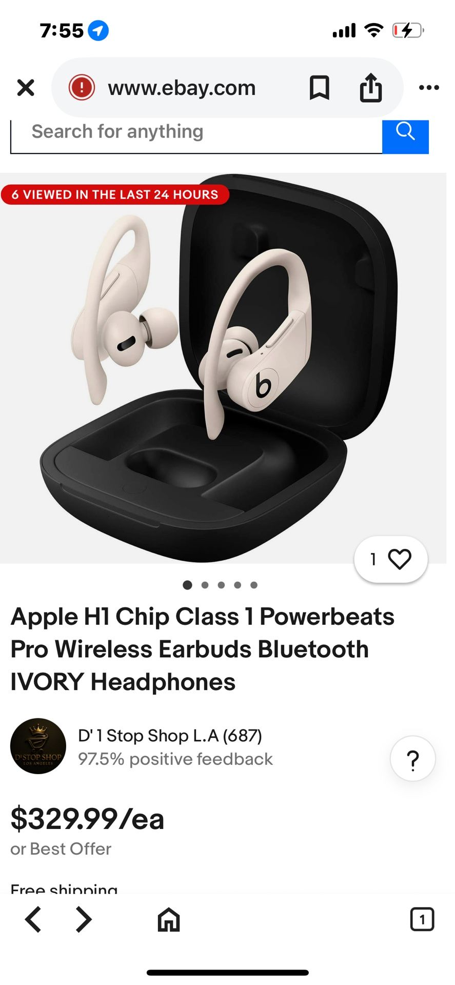 Apple H1 Chip Class 1 Powerbeats Pro Wireless Earbuds Bluetooth IVORY Headphones