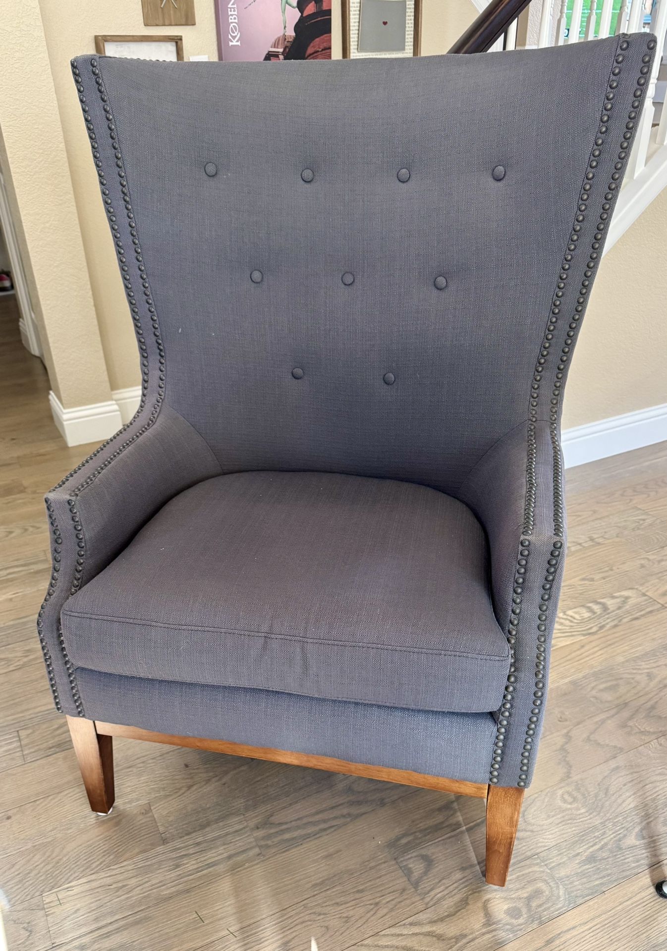 Blue Tall Back Armchair