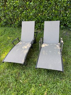 Sling Wave Chaise Lounge with Adjustable Armrests, 2-pack