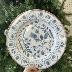 11-inch Round Bamboo Melamine Dinner Plate, Blue, New