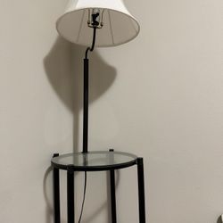 Beautiful Glass Side  Table With Lamp Attached 
