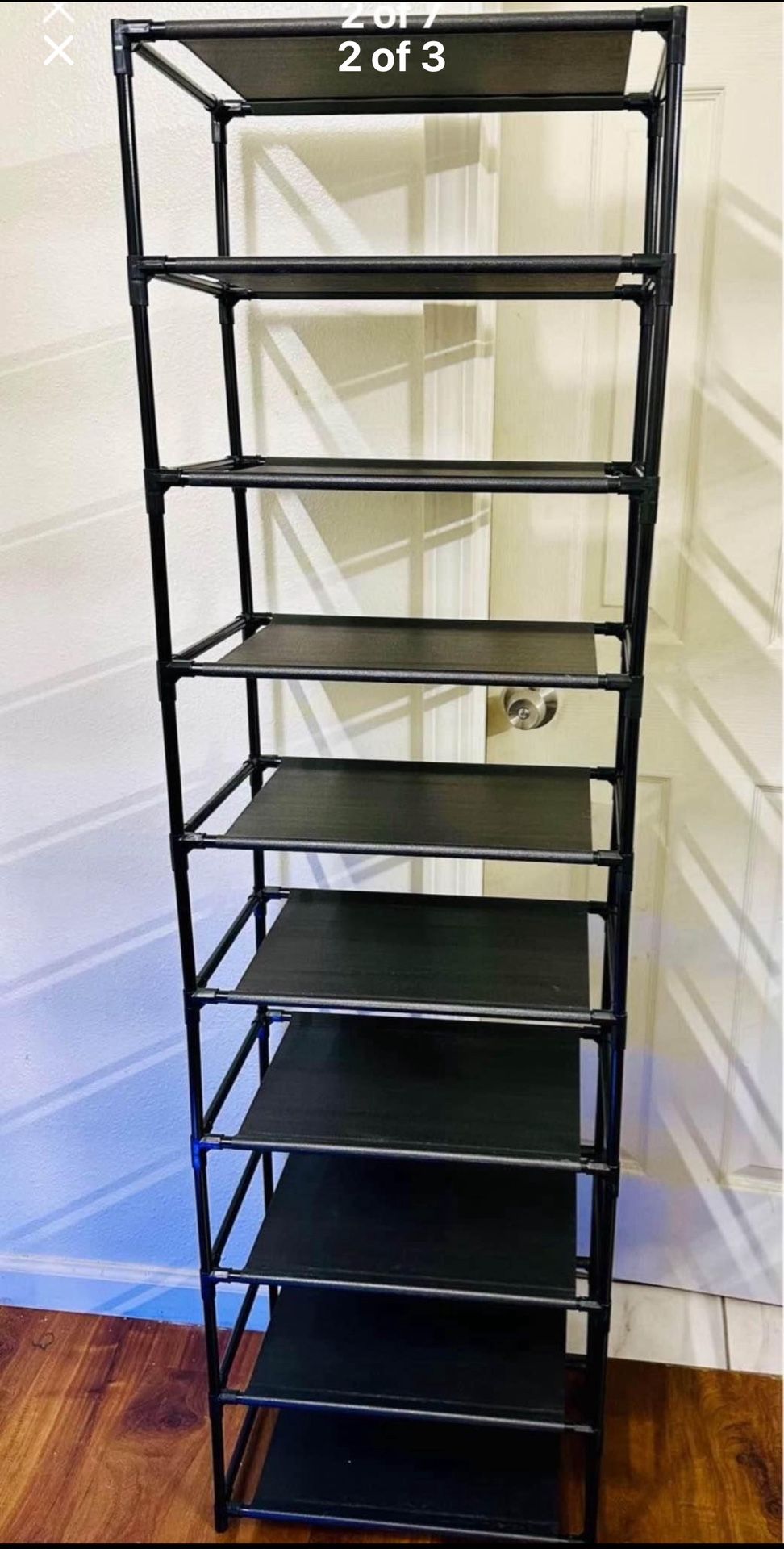 10 Tier Shoes Rack Shelves Closet Organizer Lightweight Size Length 18", Width 11", Height 62" New condition Assembled