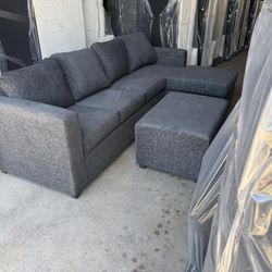 Brand New Dark Grey Sectional With Free Ottoman 