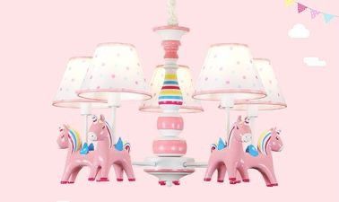 Childrens Princess Unicorn Chandelier Resin Nursery Pendant Pink Ceiling Light ⭐️NEW IN BOX⭐️