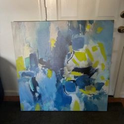 Abstract Blue And Yellow Canvas Art