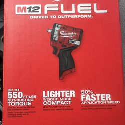 Milwaukee M12 FUEL 12V Lithium-Ion Brushless Cordless Stubby 3/8 in. Impact Wrench (Tool-Only)