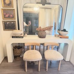  CB2  Perle Shearling  Dining Chairs Set Of 2 $550