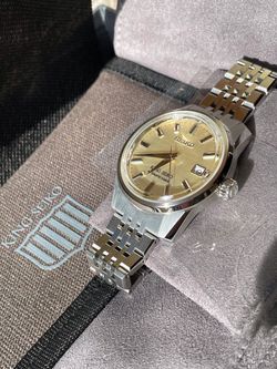 King Seiko , NEW , Full Set , Discontinued! SPB369 with glorious silk / linen dial