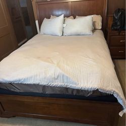 Queen Size Bed, Mattress and Nightstand 