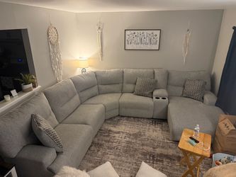 Large Gray Sectional Sofa with Chaise & recliners