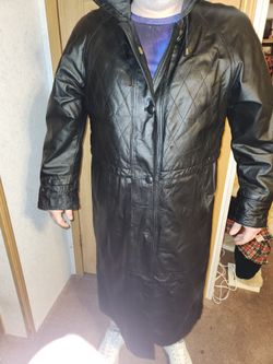 Fleet Street Long Leather Treanch Coat 