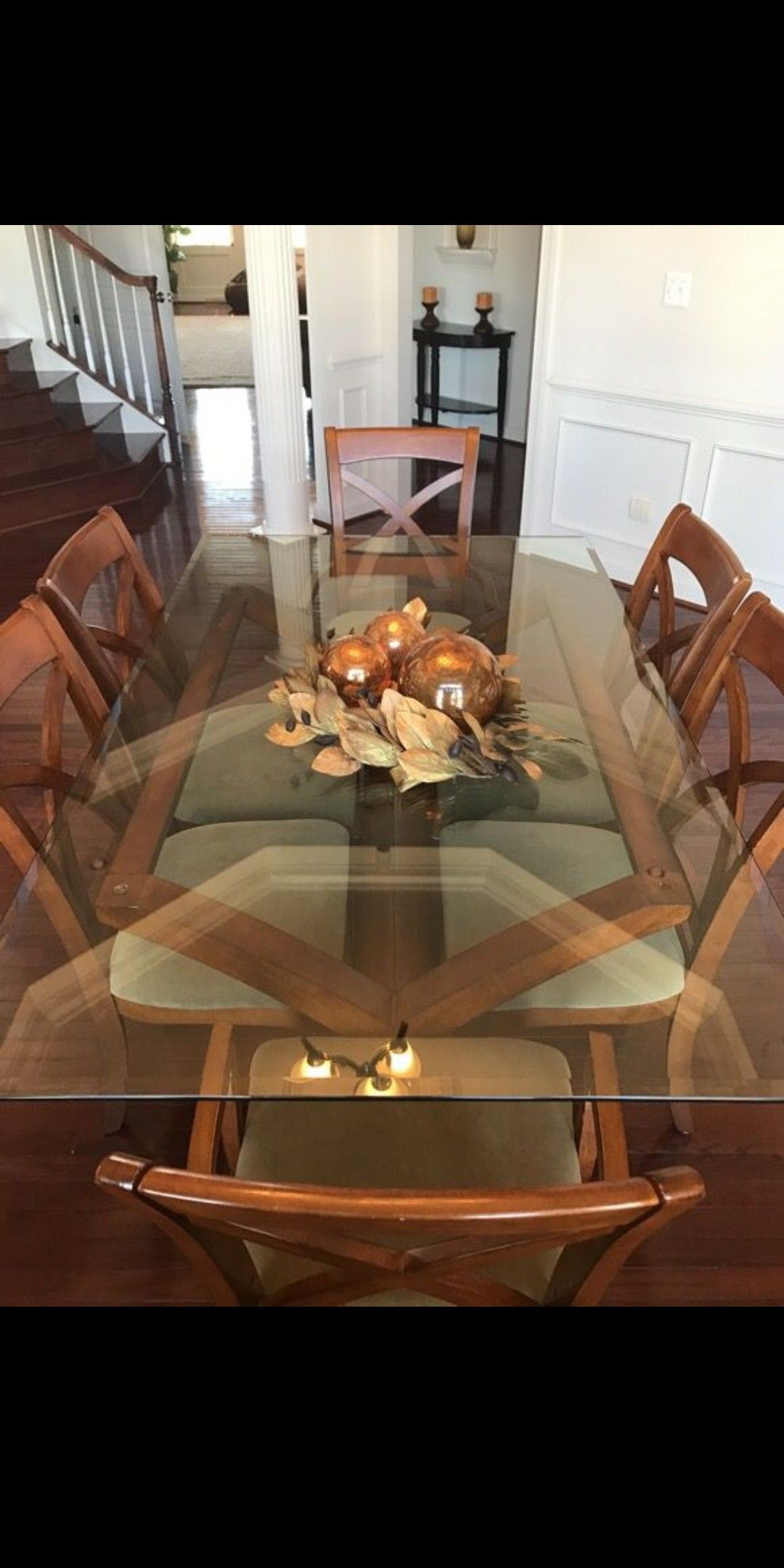 Dining table set!! Solid wood-Oak/glass