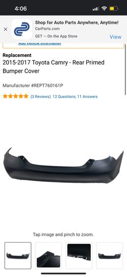 Toyota Camry 2015 2017 Back Bumper 