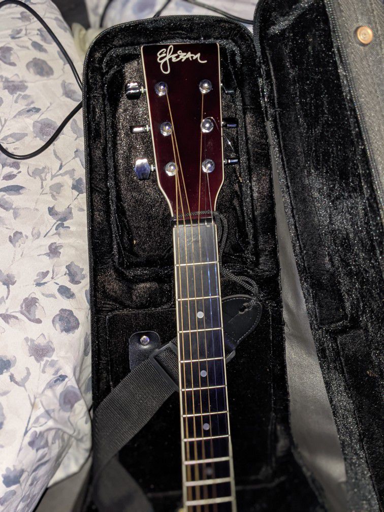 Acoustic Electric Estabon  Guitar With Case.