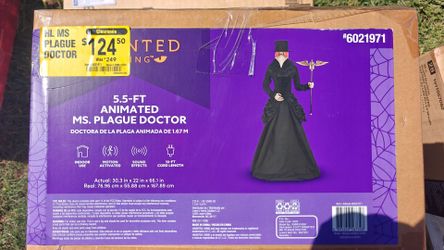 5.5-Ft Animated Ms. Plague Doctor Halloween Decoration