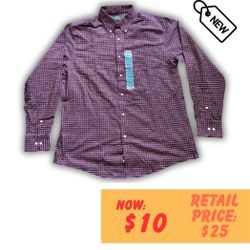 Member's Mark Stretch Oxford Shirt Plaid LARGE
