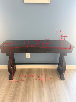 Dark Wood Console Table with Two Drawers