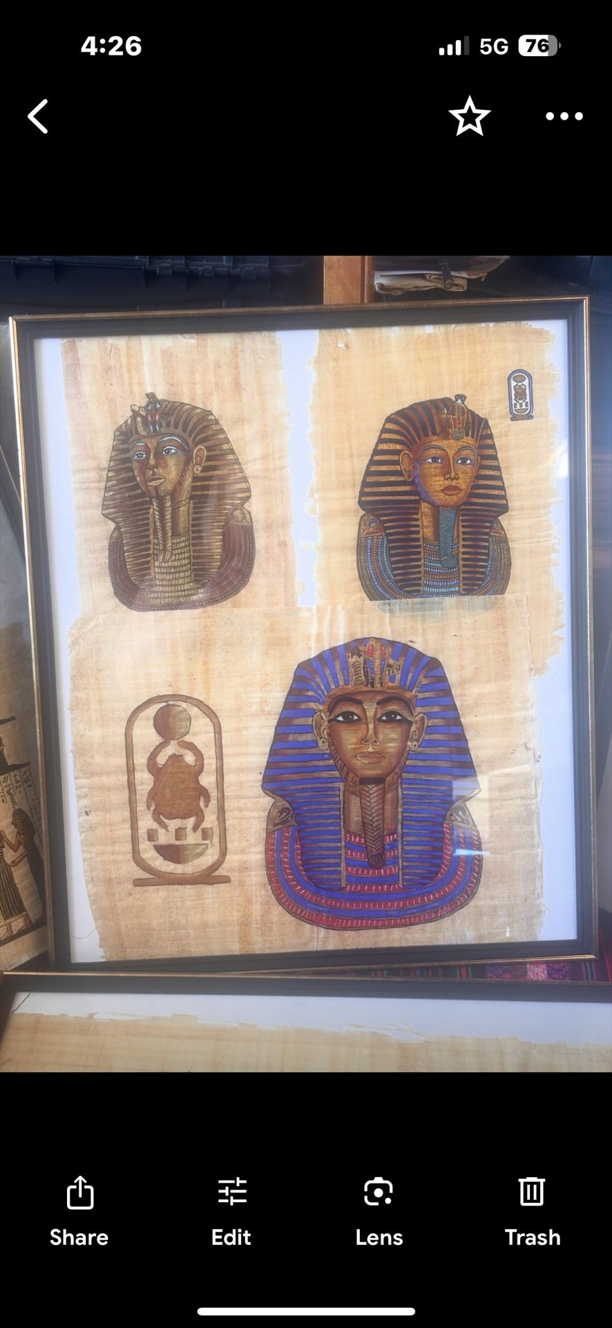 Eygyptian Hieroglyph Paintings On Papyrus Authentic