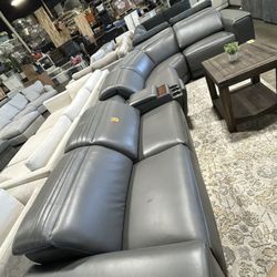Leather Reclining Sectional 