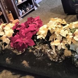 Christmas Poinsettias Artificial Flower Large Ones In Metal Base Is $50 Small Ones Or $25 All Perfect