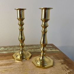 Set of Two Brass Candlestick Holders