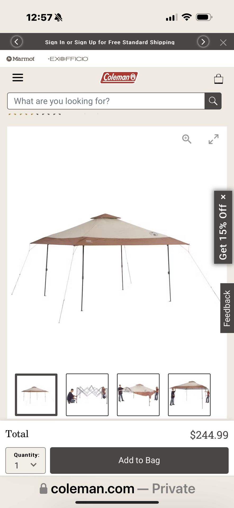 Coleman 13x13 Canopy