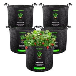 10-Pack 15 Gallon Plant Grow Bags, Heavy Duty Thickened Nonwoven Fabric Pots with Handles