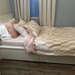 Ikea Malm Full Size Bed Frame And Drawers 