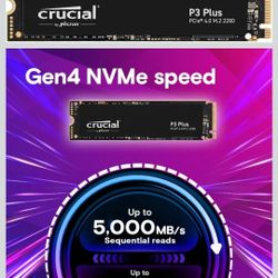 Crucial P3 Plus 500GB PCIe Gen4 3D NAND NVMe M.2 SSD, up to 5000MB/s 