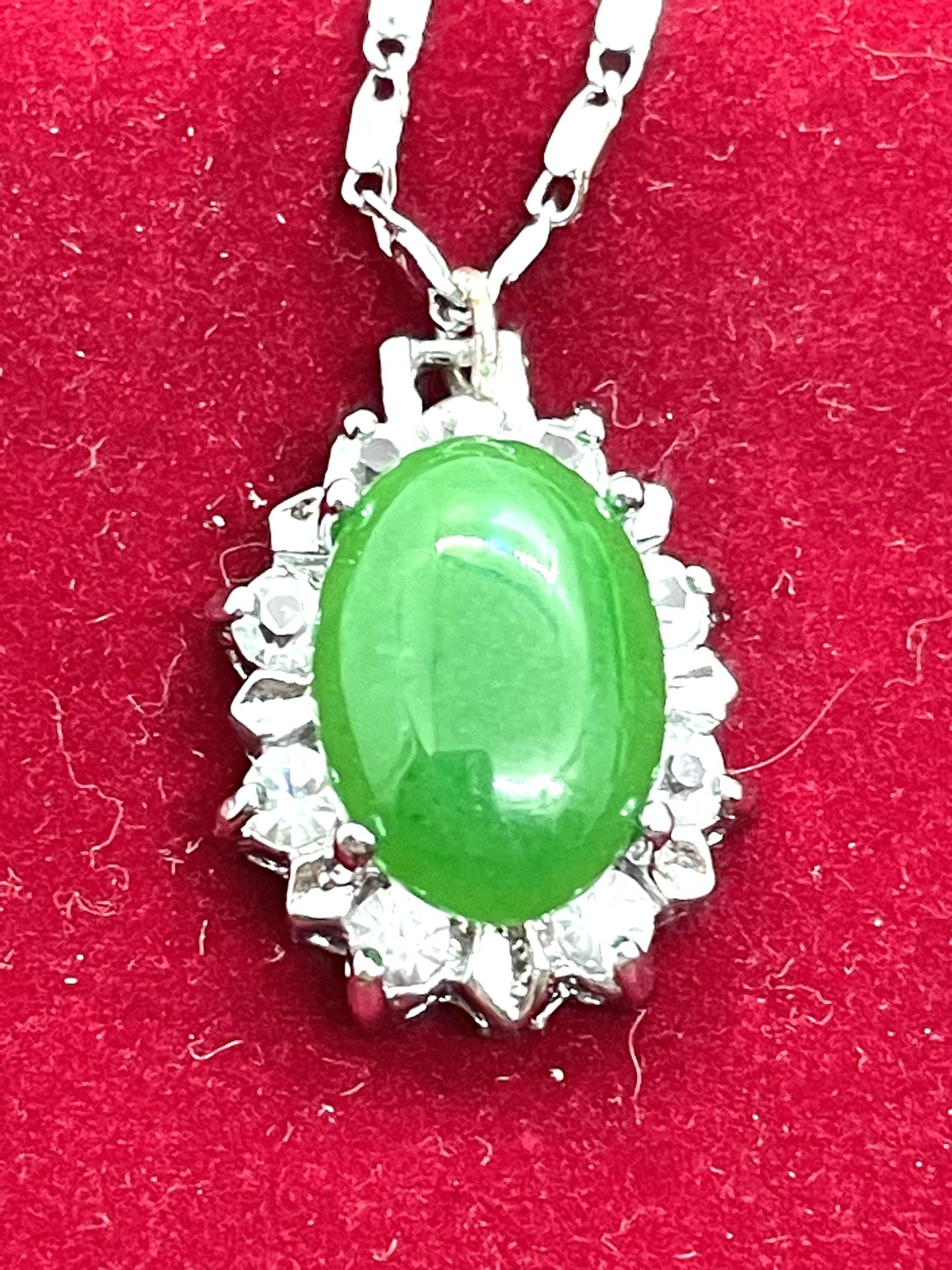 Sterling Jade Necklace 18”