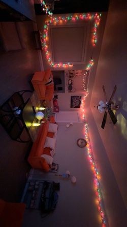 3 seater orange sofa