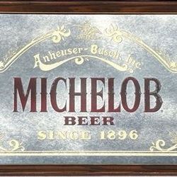 Vintage 1986 Michelob Beer Advertising Mirror - 26"x 18"