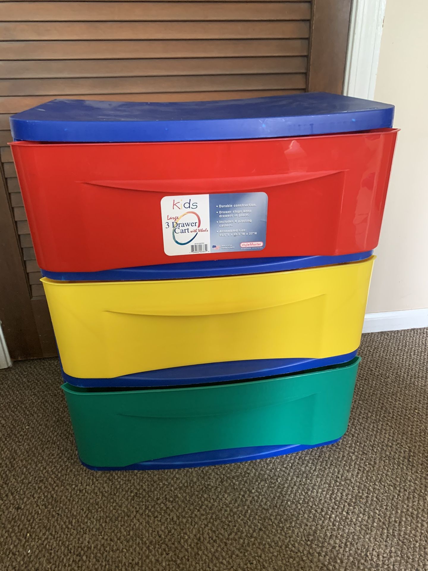 3 drawer storage container with wheels