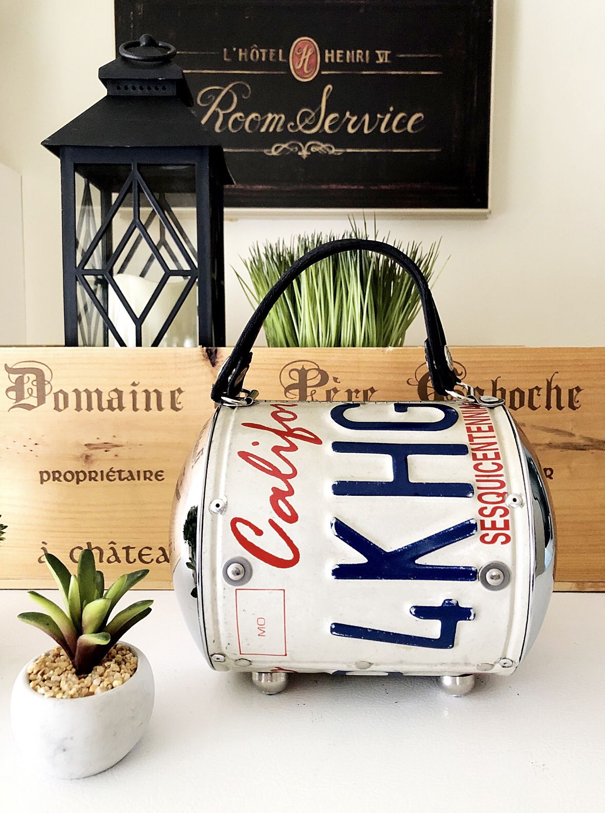 Little Earth California Plate Purse paid $375 Purchased at a booth during Art art Basel in Miami. Great condition! Recycled California license plate