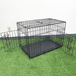 (Brand New) $30 Folding 30” Dog Cage 2-Door Folding Pet Crate Kennel w/ Tray 30”x18”x20” 