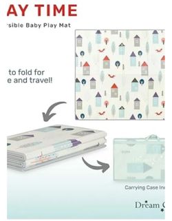 Dream On Me Reversible Baby Playmat Dream On Me Play Time Reversible Baby Playmat, Foldable Extra Large Thick Foam Crawling Playmats for Toddlers, Wat