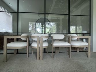 $250 each 4 total brand new wood and beige upholstered chairs
