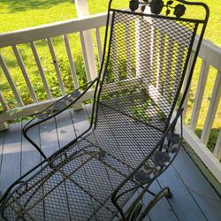 Vintage Wrought Iron Rocking Lounge Chair
