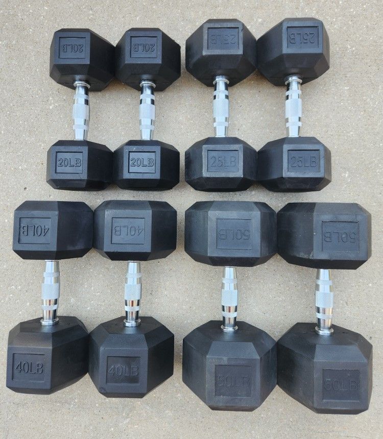 Rubber Hex Dumbbell Pairs 20-50lbs