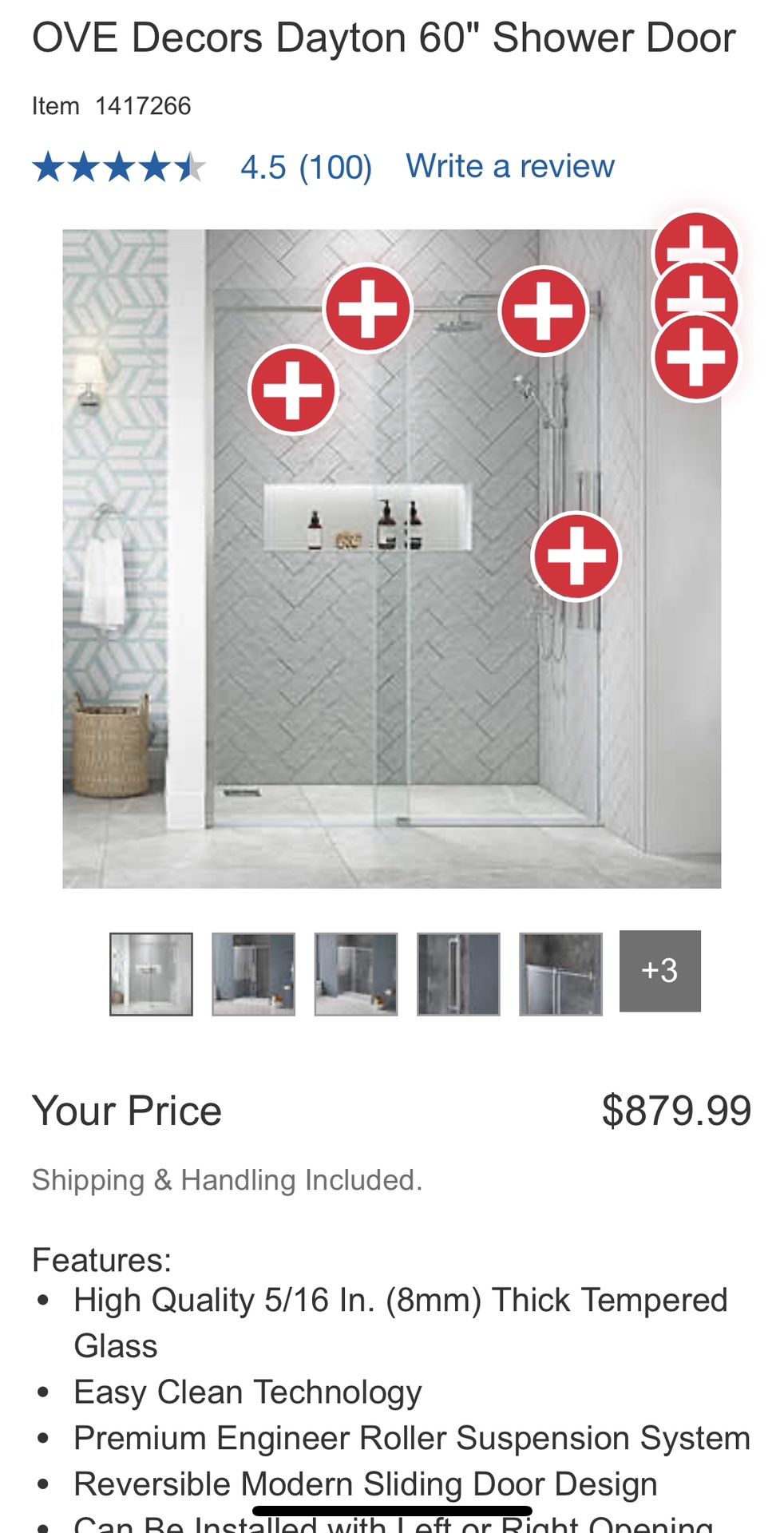 OVE Decors Dayton 60" Shower Door from Costco
