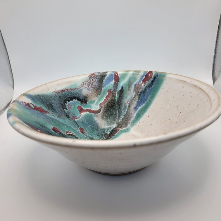 Vintage Studio Art Pottery Bowl Signed BR North Carolina 2001 Glazed 2.25"x6.5"
