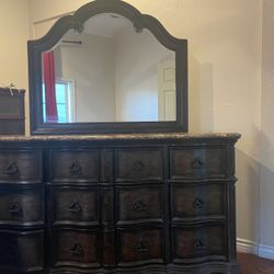 Dresser W/ Marble Top And Mirror 