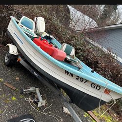 15’ Salty Boat Skiff With Galvanized Trailer