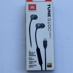 JBL Tune 310C - Wired Hi-Res in-Ear Headphones, Tangle-Free Flat Cable, 3-Button Remote with Microphone (Black)