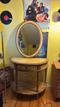 Vintage Side Table Or Entry Table With Matching Mirror