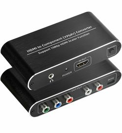 HDMI to Component Converter with Scaler Function, HDMI to YPbPr 5RCA RGB Scaler Adapter V1.4 with R/L Audio Output Support for MacBook TV Blu-Ray DVD 
