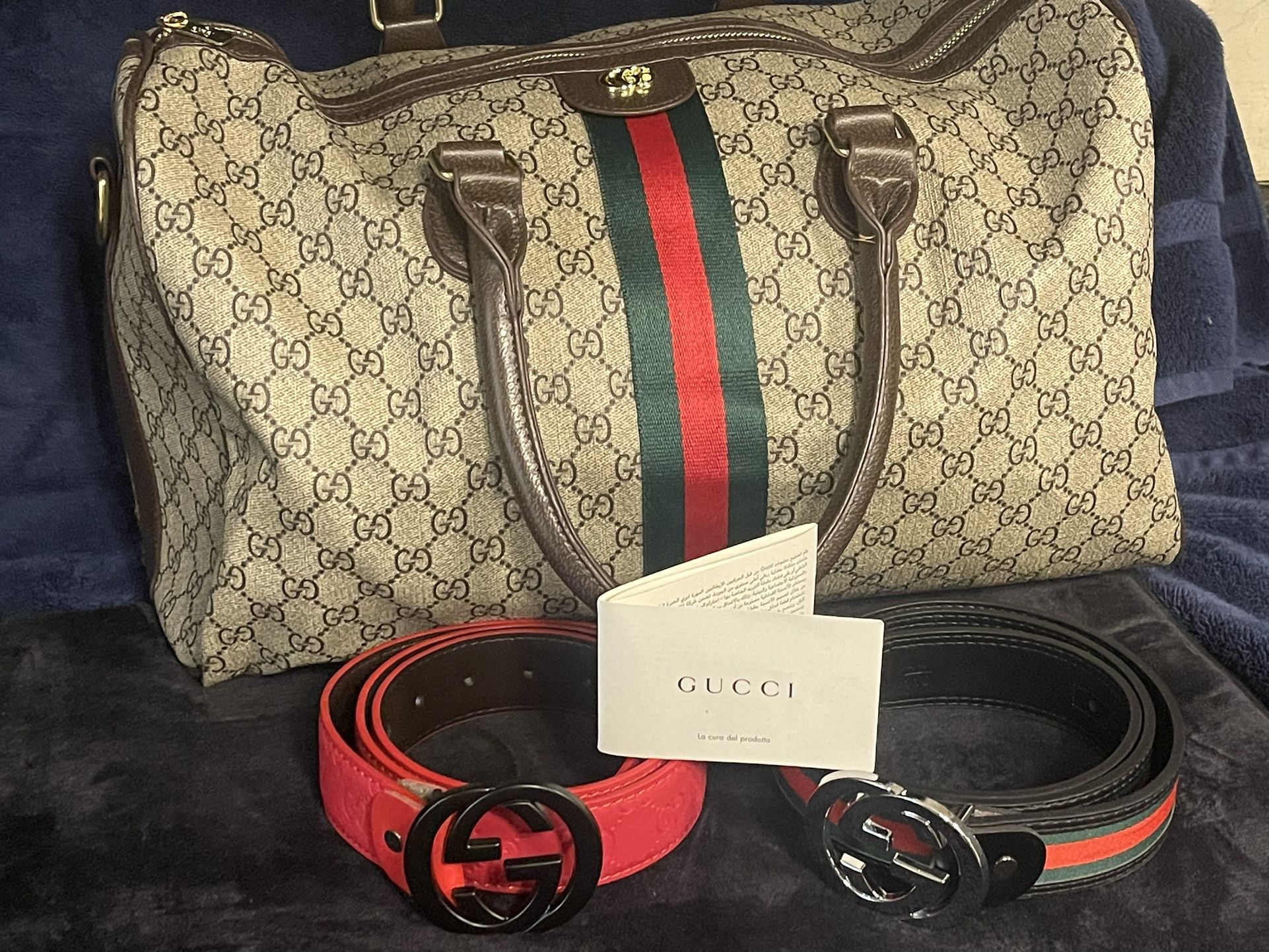 Gucci Duffle bag w/Gucci Matching  Belt 
