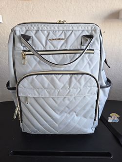 VANKEAN Quilted Laptop Backpack – Light Blue Gray