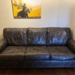 Ashley Dark Brown Nailhead Sofa